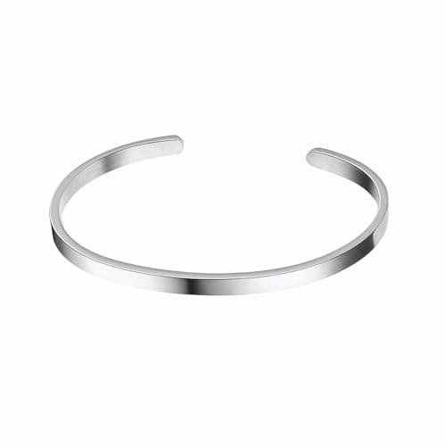 YIJINJER Black Cuff Bangle, 6mm