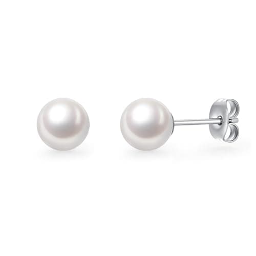Stjarna F136 Titanium Crystal Pearl Studs, 5mm