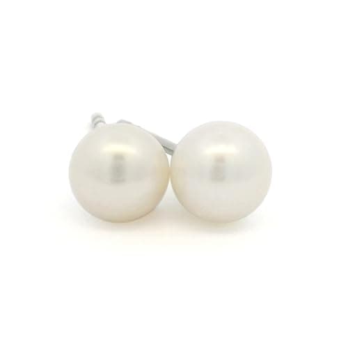 TitanHeart F136 Titanium Freshwater Pearl Studs, 8mm