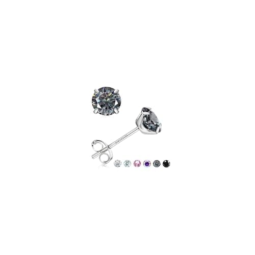 GEMQUEEN G23 Implant-Grade Titanium Moissanite Studs, 1CT Gray