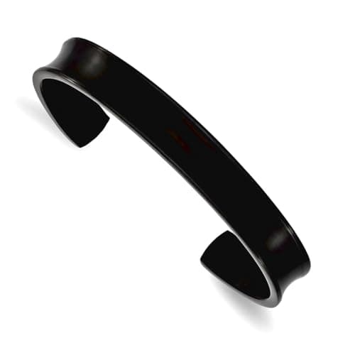 JewelryWeb Black IP-Plated Titanium Cuff Bangle, 10mm