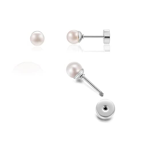Renkovte 316L Screw-Back Pearl Studs, 4mm