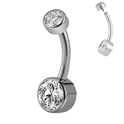 FINE4U ASTM F136 Titanium Navel Ring, 14G 12mm, Internally Threaded