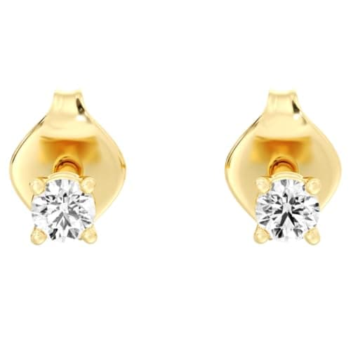 Gilded Lab-Grown Diamond Studs, 925 Sterling Silver