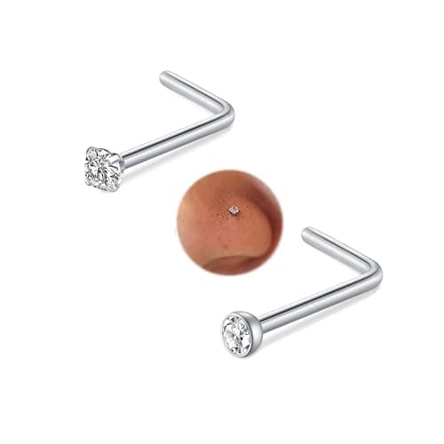MODRSA Implant-Grade Titanium L-Shape Nose Studs, 20G