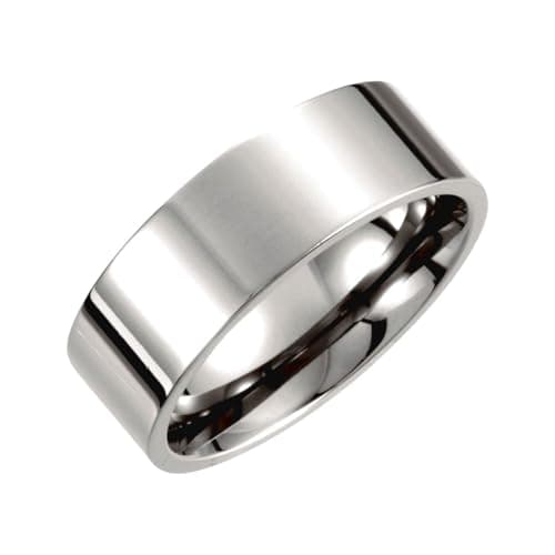 JewelryWeb 8mm Polished Flat Titanium Band