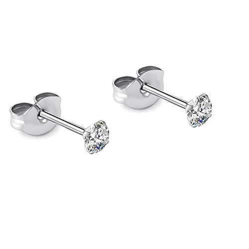 BelezaDosas Implant-Grade Titanium CZ Studs, 3–6mm