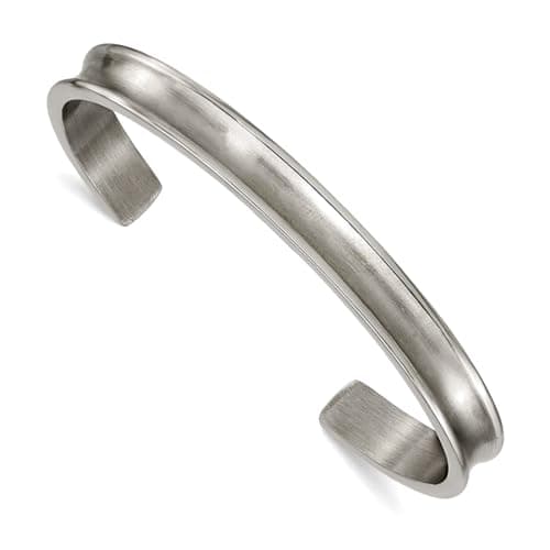 JewelryWeb Brushed Titanium Cuff Bangle, 6.5mm