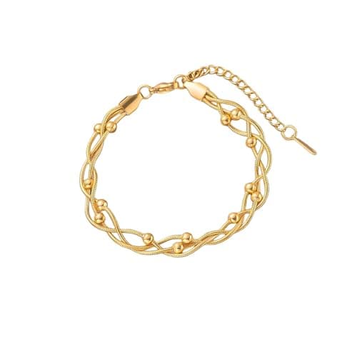 YTDYTD Gold-Plated Layered Bead Anklet