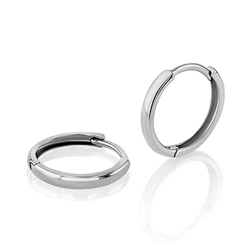 coquelicot Solid 14K White Gold Huggie Hoops, 10mm