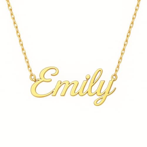 14K Solid Gold Script Nameplate Necklace