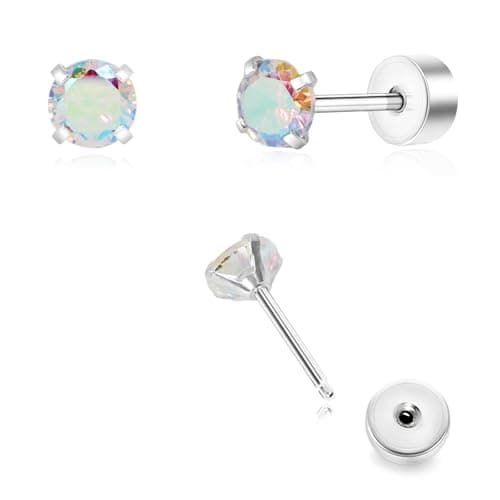 Push-In Threadless Titanium Flat-Back Studs for Children