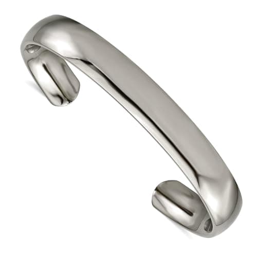 JewelryWeb Polished Titanium Cuff Bangle, 10mm