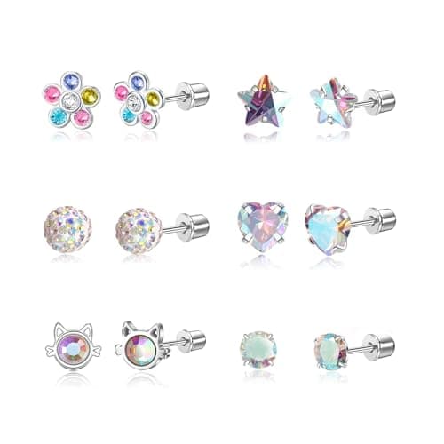 DAILI Titanium Screw-Back Toddler Studs, 12 pairs