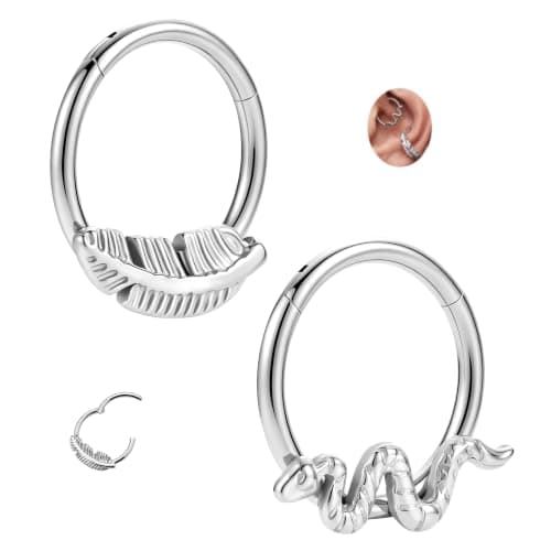 TETGZI Implant-Grade Titanium Septum Clicker, 16G (2 pack)