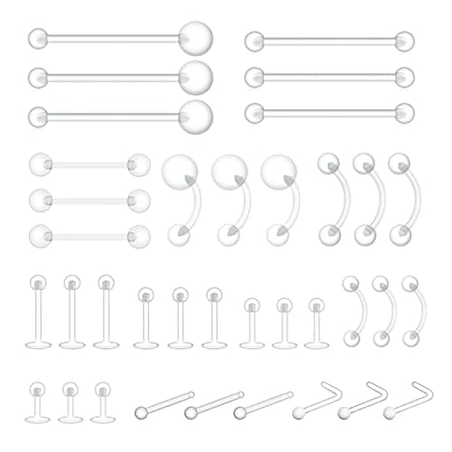 PiercingArt Clear Plastic Retainer Kit, 36 Pieces