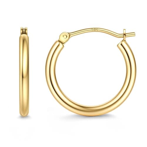 Jstyle Gold-Filled Hoops on a Solid Gold Post, 14mm