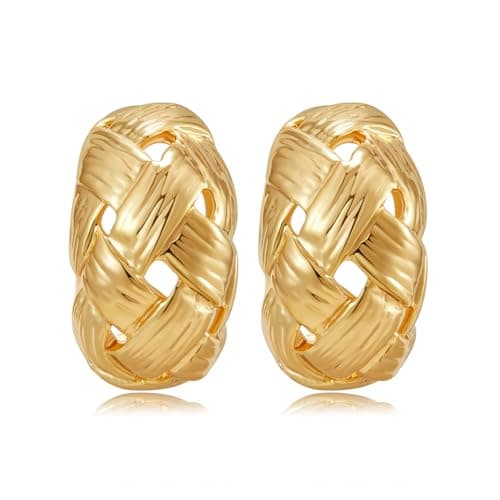 Clip-On Chunky Gold-Tone Hoops for Non-Pierced Ears