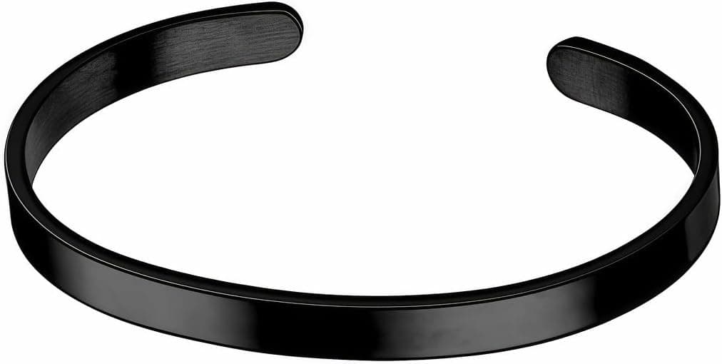 YIJINJER Black Cuff Bangle, 6mm