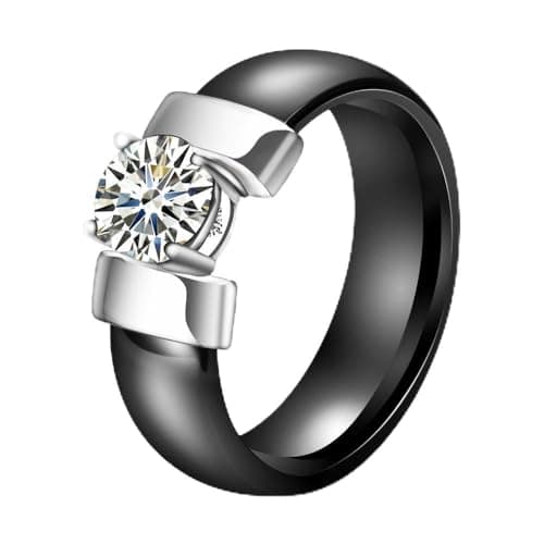 MYNENEY 6mm Ceramic Engagement Band with CZ