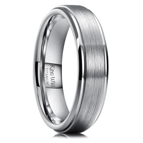 King Will Brushed Titanium Band, 6mm, Stepped Edge