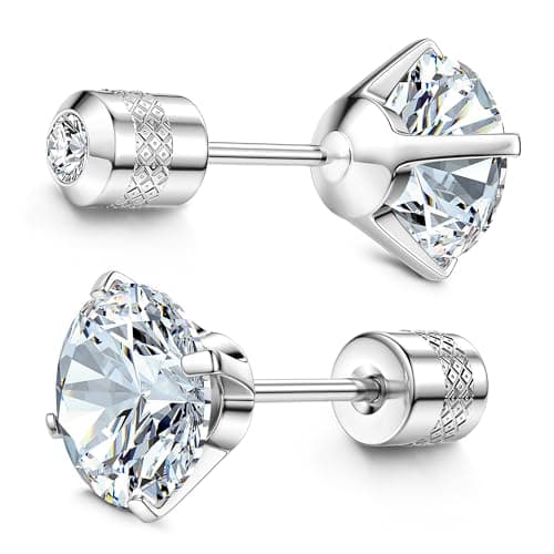 Subiceto Implant-Grade Titanium CZ Studs, 5mm, Screw Back