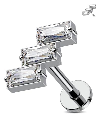 Jewseen G23 Titanium Internally Threaded Flat-Back Studs, 16G (6/8/10mm)