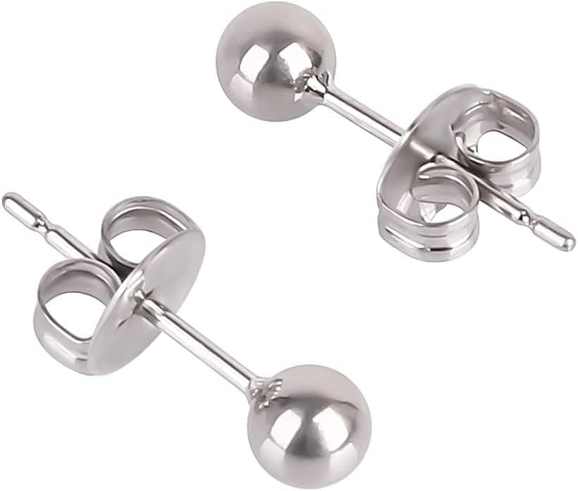 VGACETI Pure Titanium Ball Post Studs, 3mm and 4mm