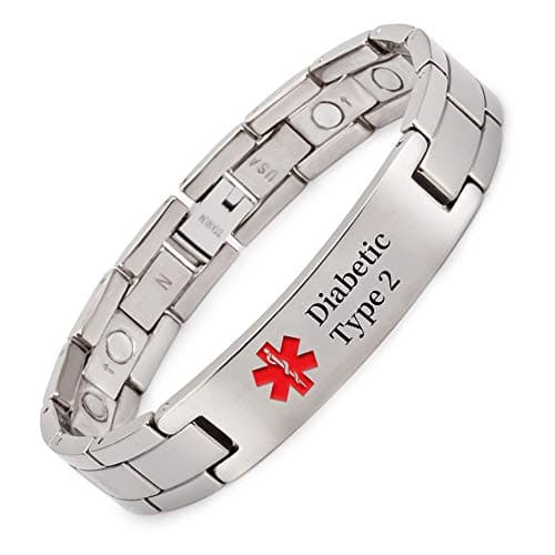 EnerMagiX Titanium Medical Alert Bracelet, Engravable