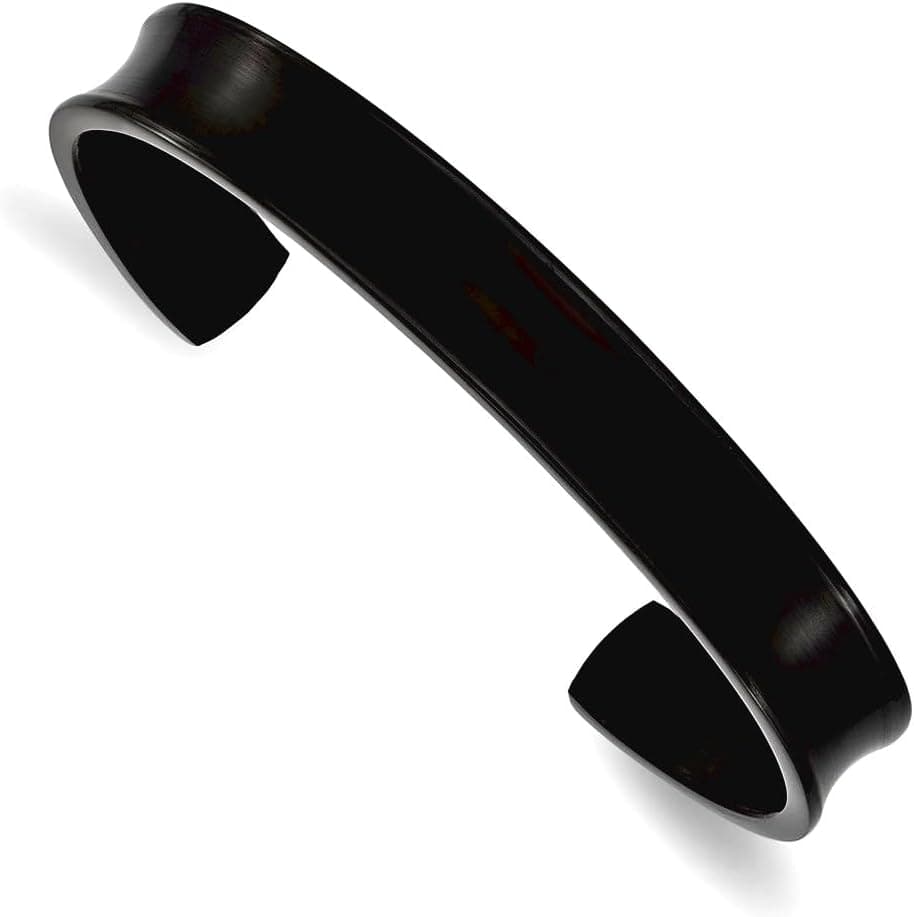 JewelryWeb Black IP-Plated Titanium Cuff Bangle, 10mm
