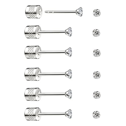 RAVORING Threadless Titanium Flat-Back Set, 6 pairs