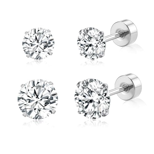 G23 Titanium Flat-Back CZ Studs, 20G (plated finish)