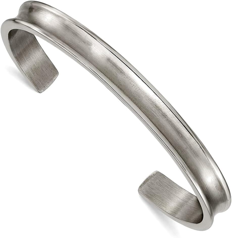 JewelryWeb Brushed Titanium Cuff Bangle, 6.5mm
