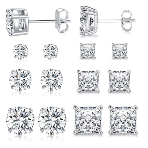 316L Stainless Steel Studs for Men, 6 pairs