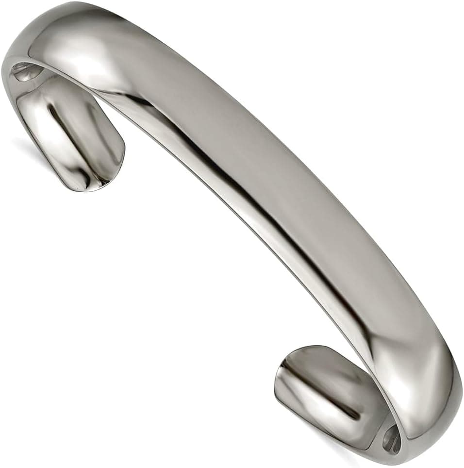 JewelryWeb Polished Titanium Cuff Bangle, 10mm