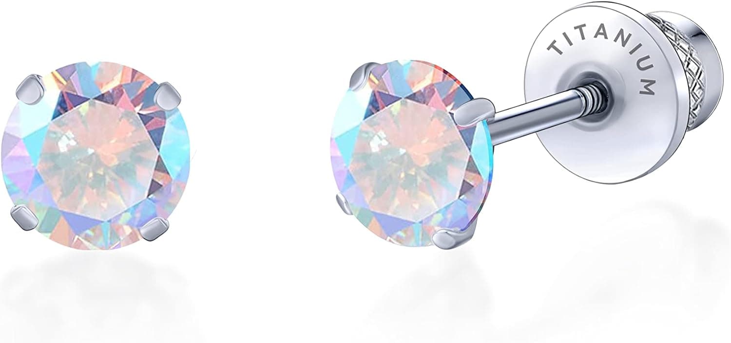 Limerencia F136 Titanium Screw-Back Flat-Back CZ Studs (20G)