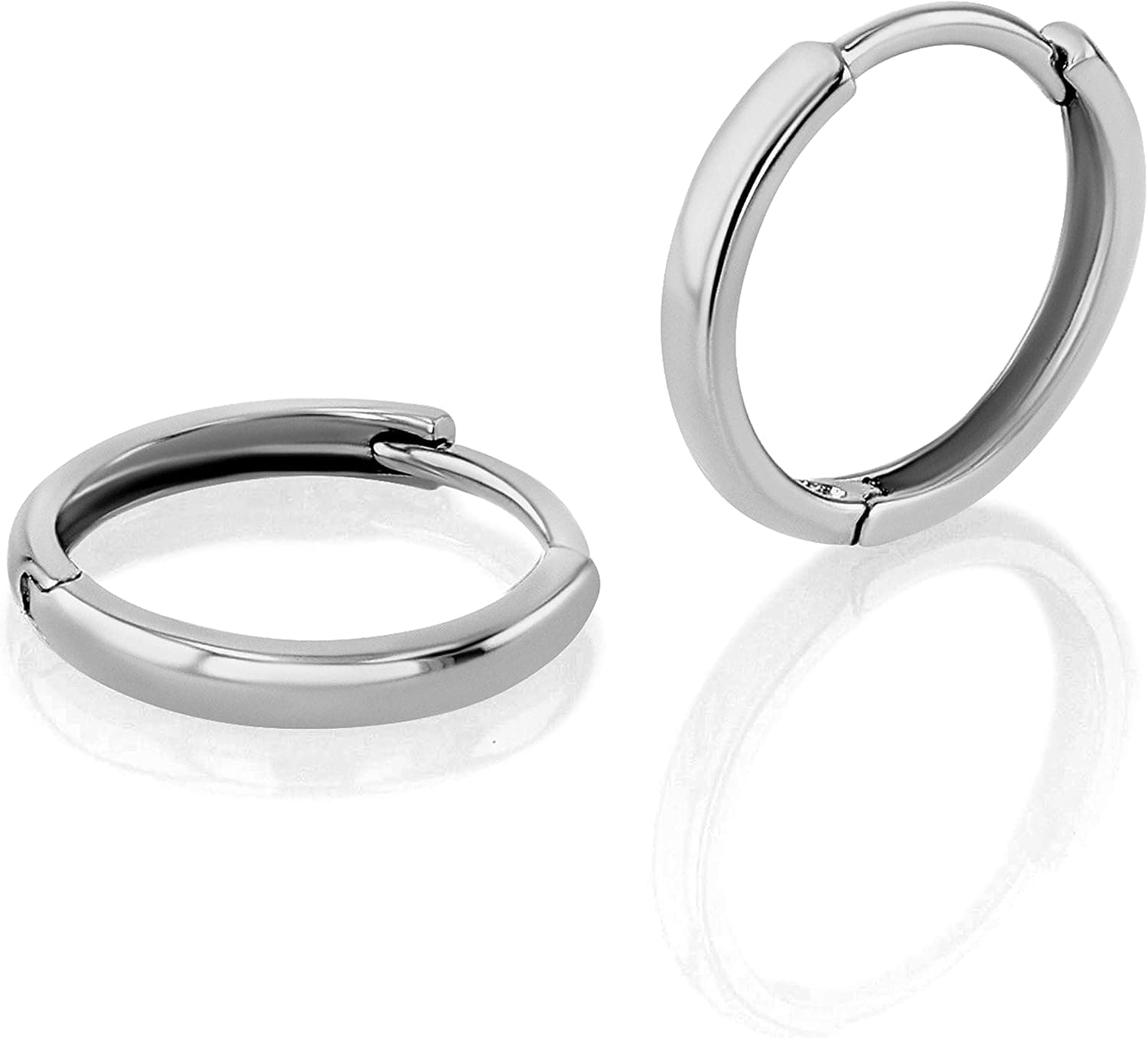 coquelicot Solid 14K White Gold Huggie Hoops, 10mm