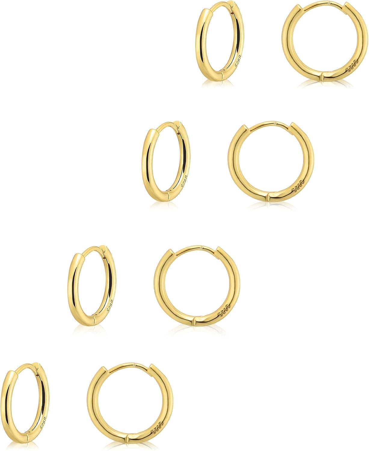 Gokeey 14K Gold-Plated Huggie Hoop Set, four sizes
