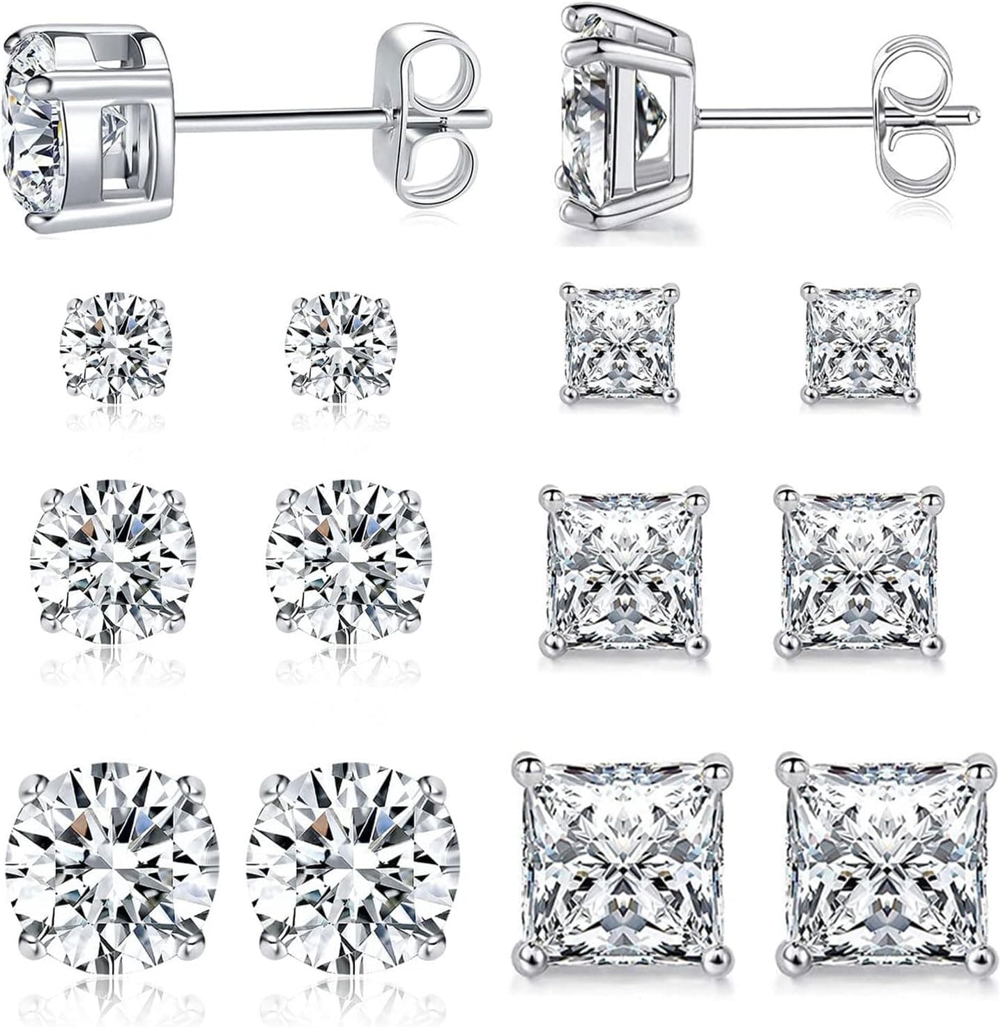 316L Stainless Steel Studs for Men, 6 pairs