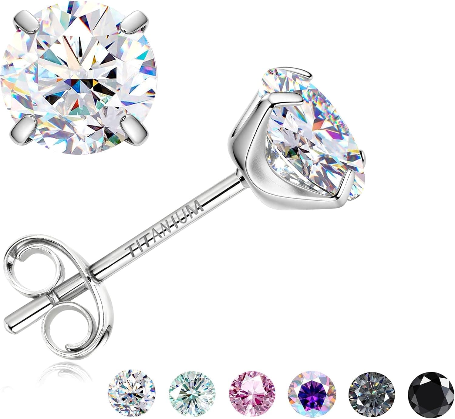G23 Implant-Grade Titanium Moissanite Studs