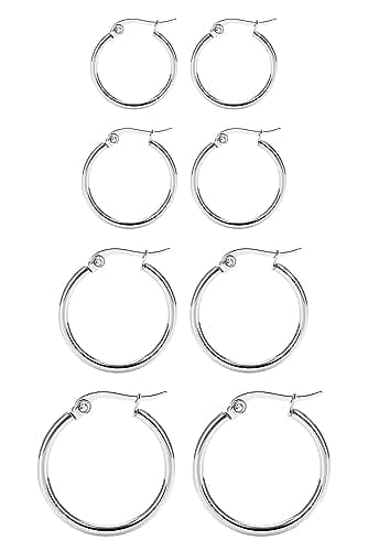 Titanium Huggie Hoops, 4 pairs (12–25mm)