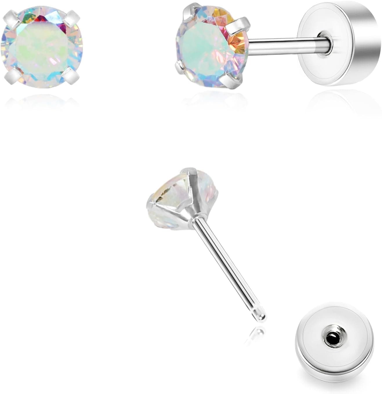 Push-In Threadless Titanium Flat-Back Studs for Children