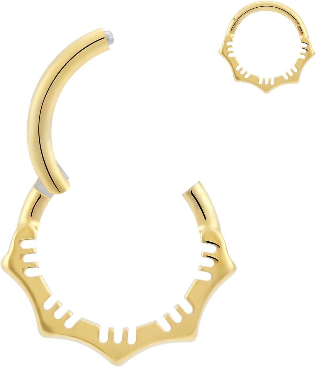 PIERCINGBOY Titanium Flower Hinged Septum Ring, 16G
