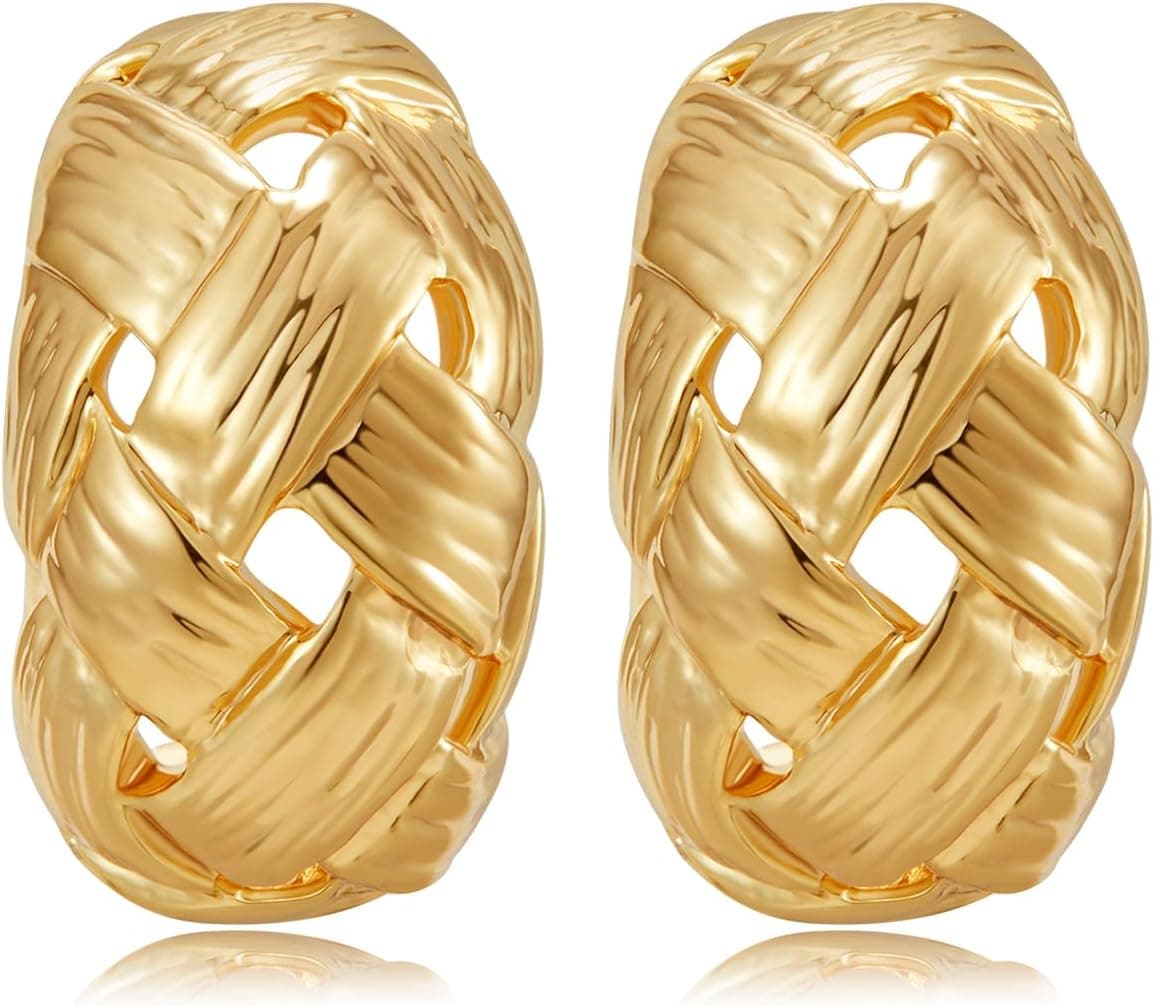 Clip-On Chunky Gold-Tone Hoops for Non-Pierced Ears