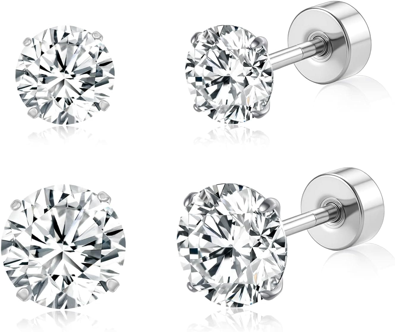 G23 Titanium Flat-Back CZ Studs, 20G (plated finish)