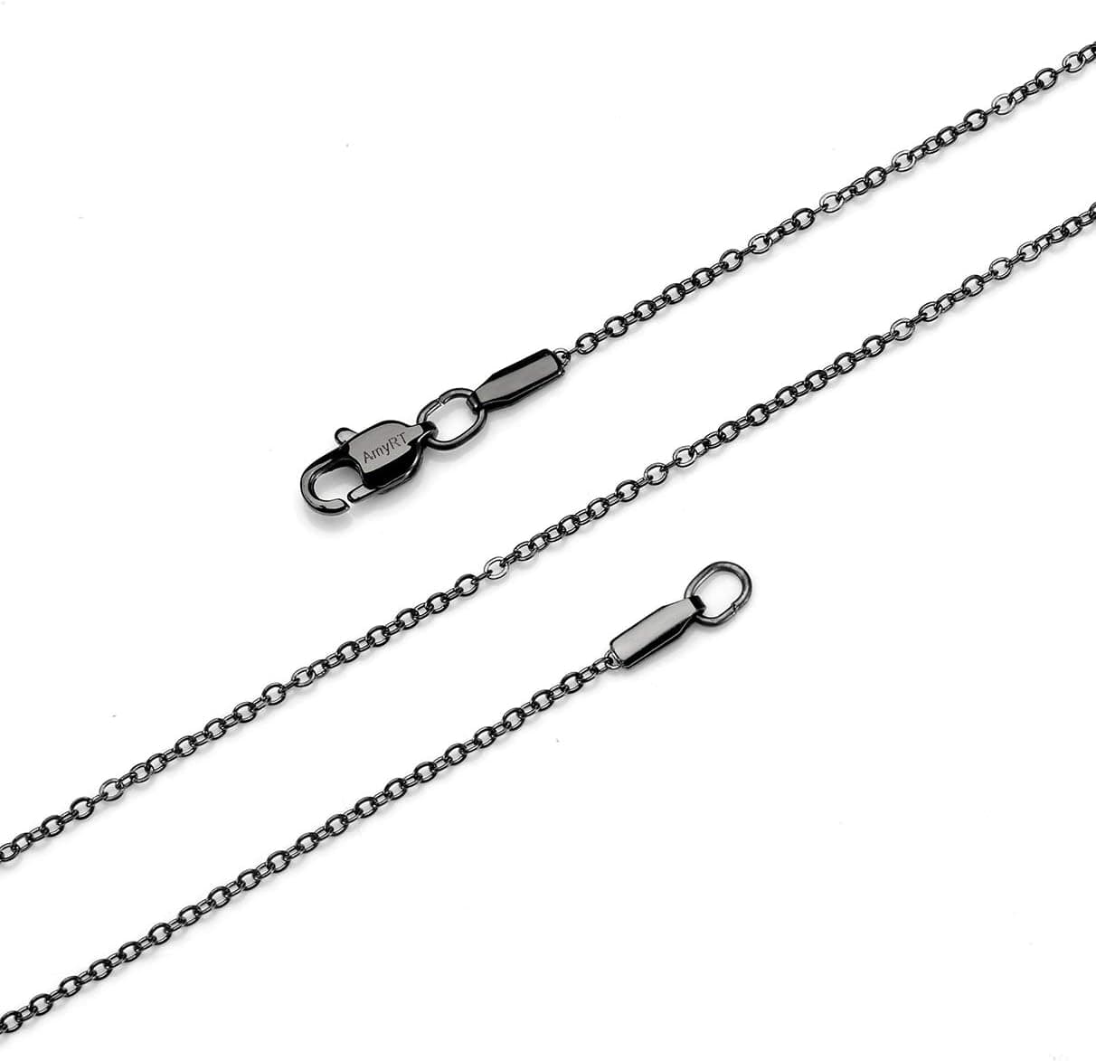AmyRT Jewelry 1.2mm Black Cable Chain Necklace, 16 inch