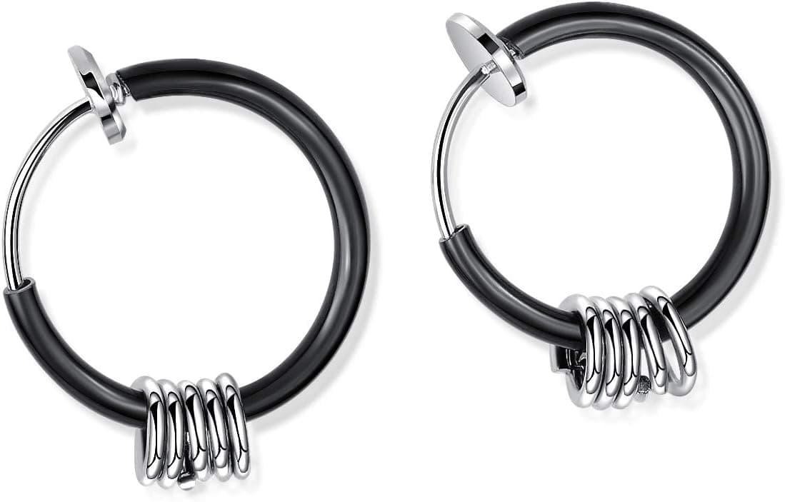 INRENG Stainless Steel Non-Piercing Clip-On Spring Hoops