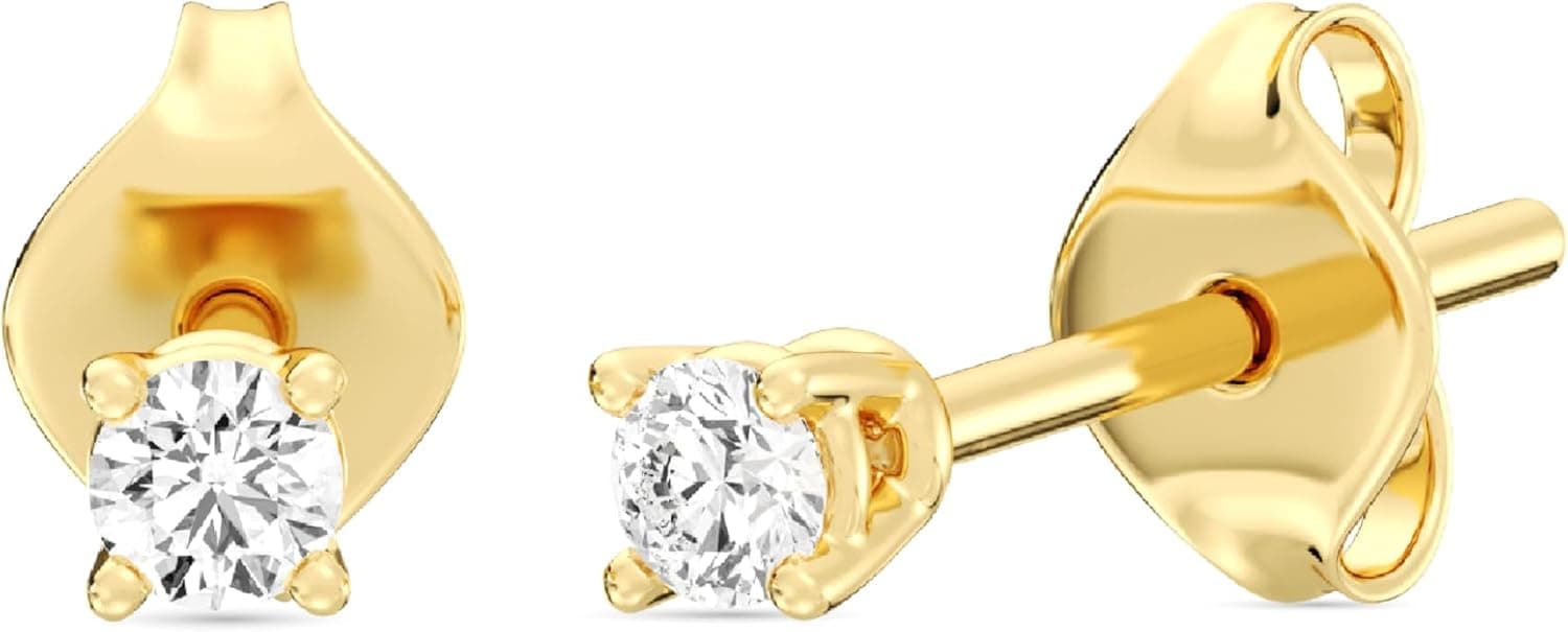 Gilded Lab-Grown Diamond Studs, 925 Sterling Silver