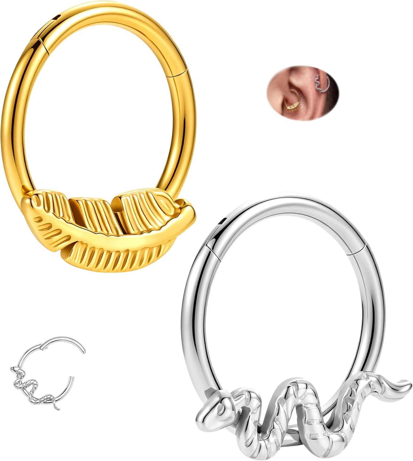 TETGZI Implant-Grade Titanium Septum Clicker, 16G (2 pack)